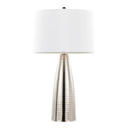 Maya 27" Metal Table Lamp - Set of 2 - Polished Nickel, White Linen