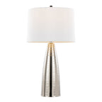 Maya 27" Metal Table Lamp - Set of 2 - Polished Nickel, White Linen