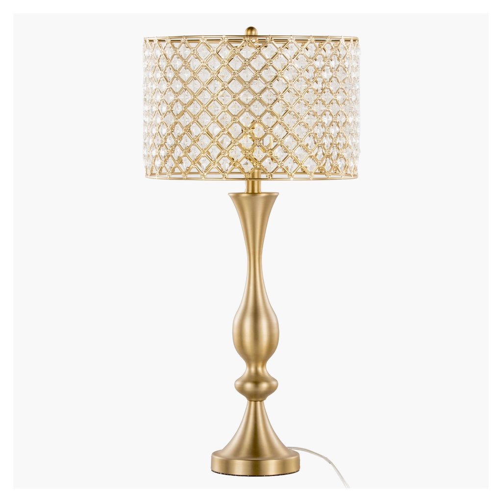 Topaz 27.5" Metal Table Lamp - Gold Metal, Clear Crystal