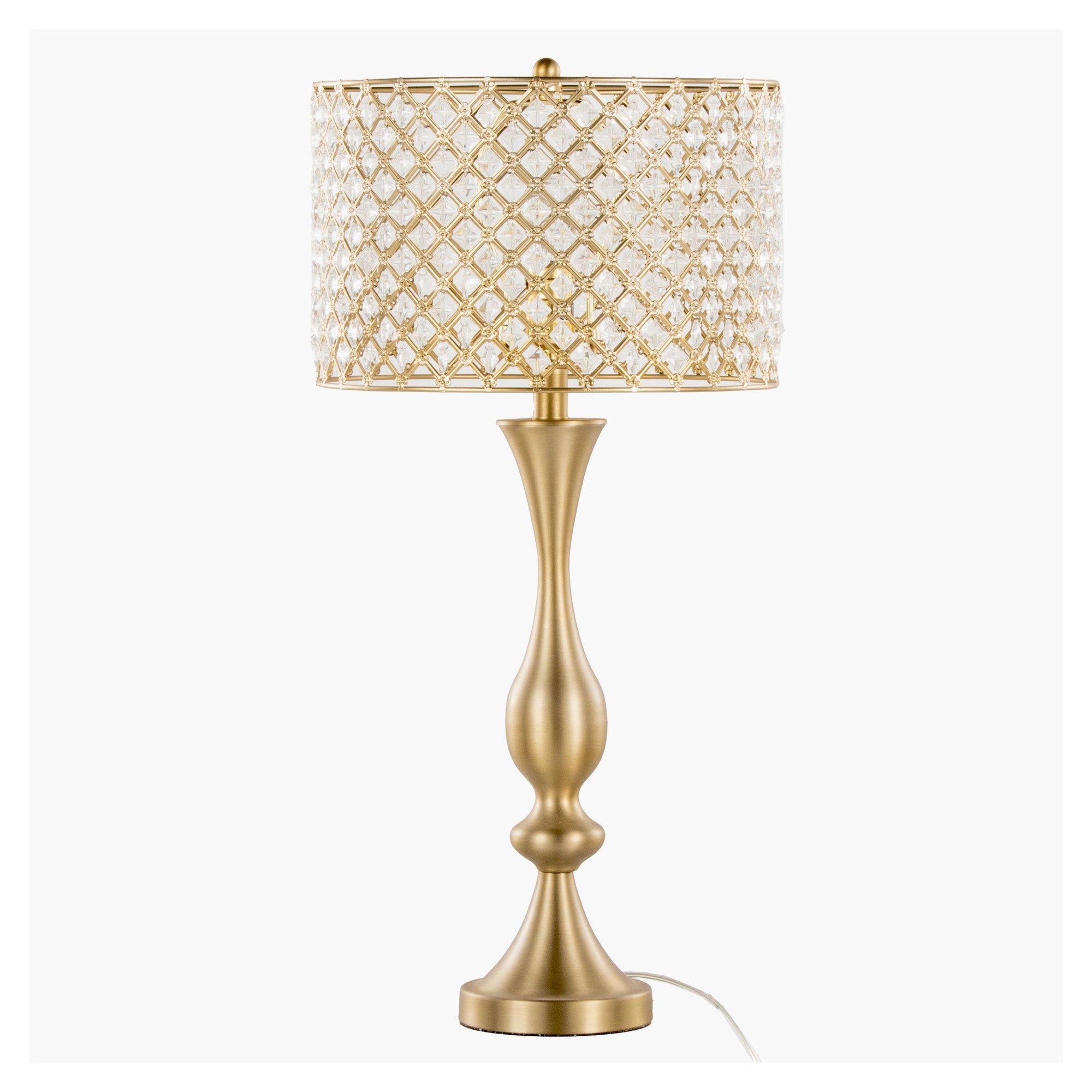 Topaz 27.5" Metal Table Lamp - Gold Metal, Clear Crystal