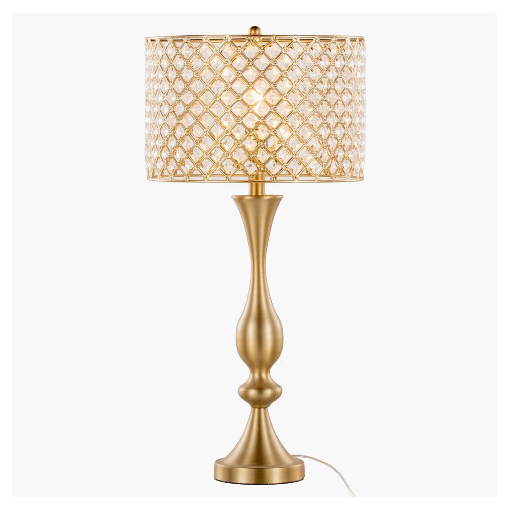 Topaz 27.5" Metal Table Lamp - Gold Metal, Clear Crystal