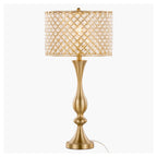 Topaz 27.5" Metal Table Lamp - Gold Metal, Clear Crystal