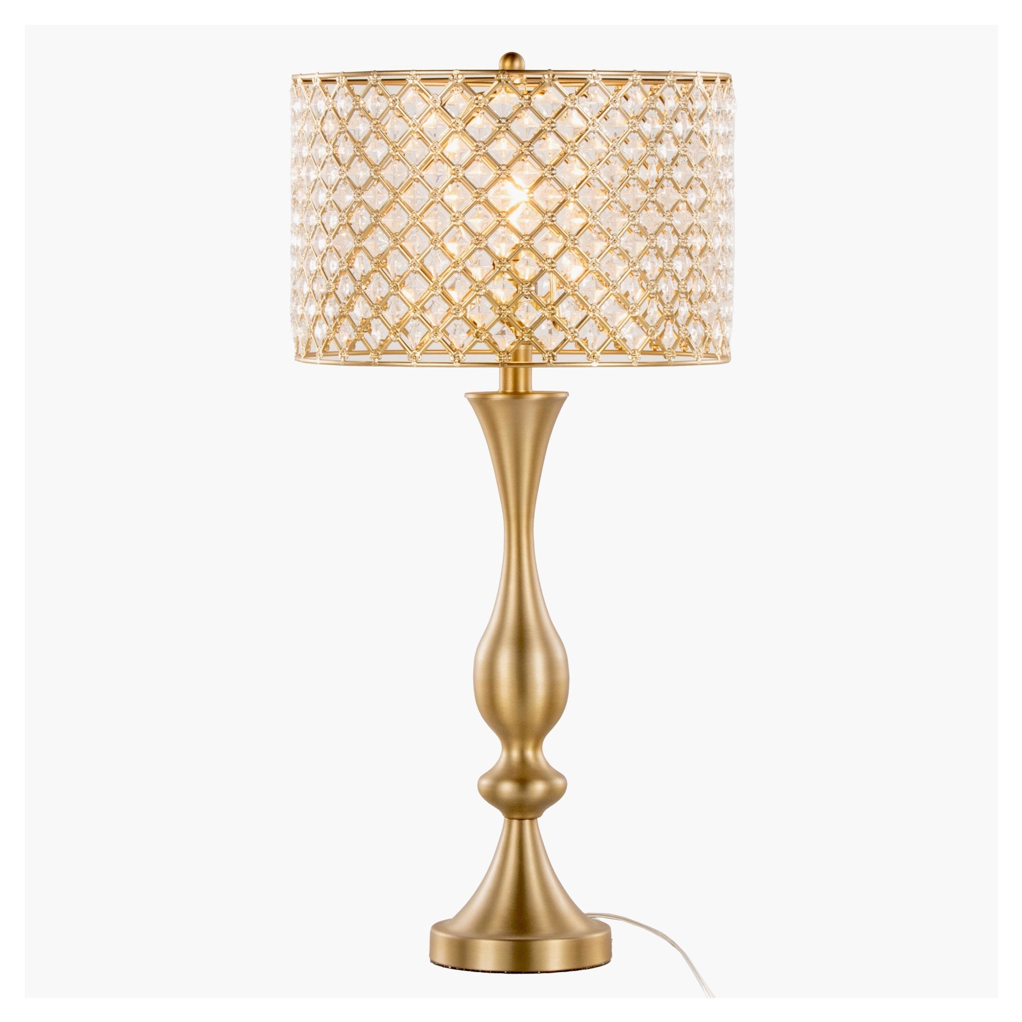 Topaz 27.5" Metal Table Lamp - Gold Metal, Clear Crystal