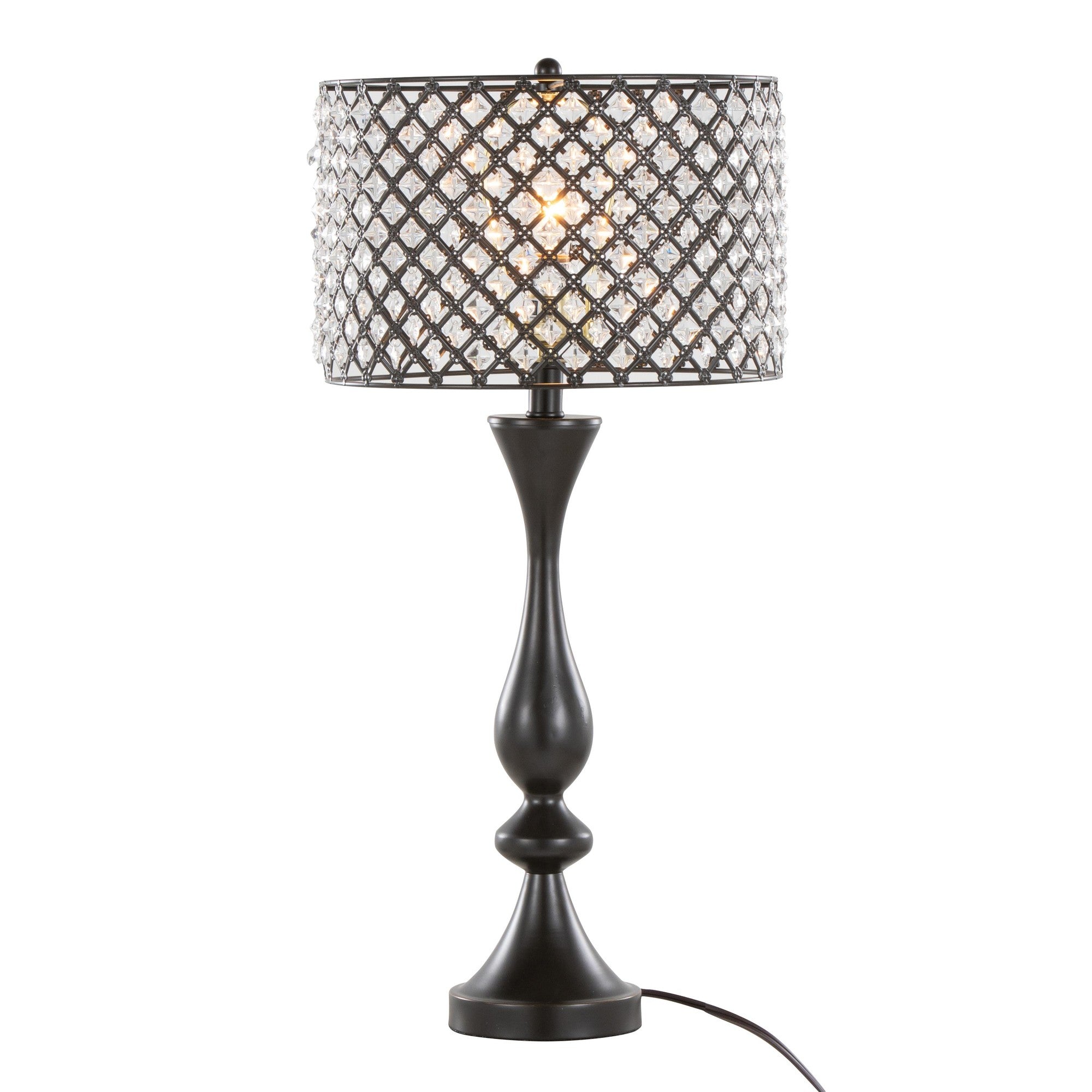 Topaz 27" Metal Table Lamp - Oil Rubbed Bronze, Clear Crystal