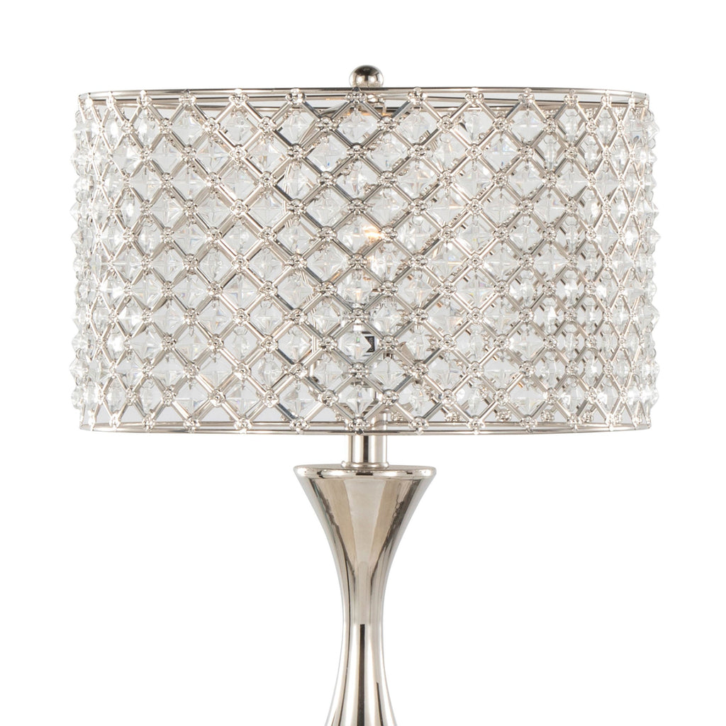 Topaz 27" Metal Table Lamp - Polished Nickel, Clear Crystal
