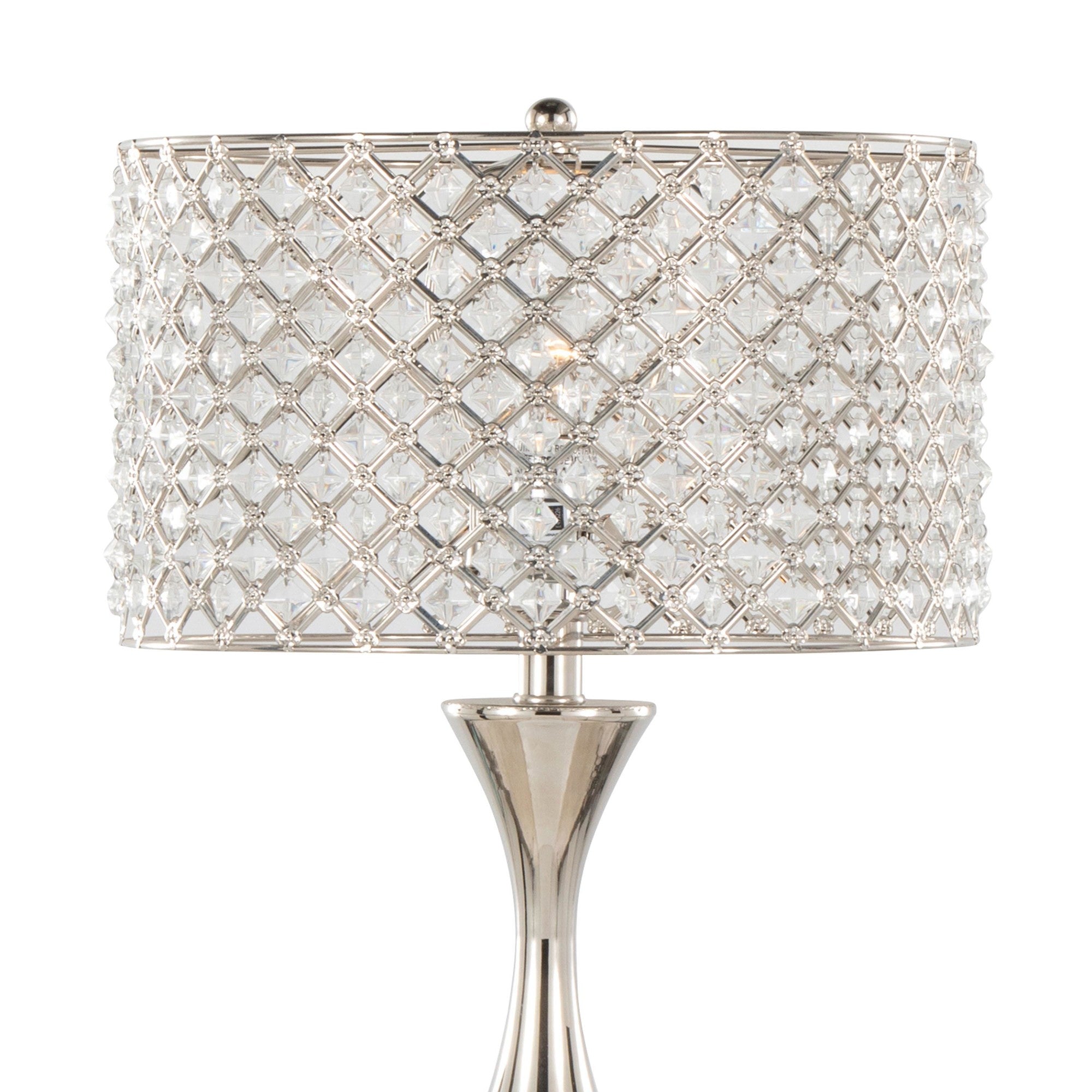 Topaz 27" Metal Table Lamp - Polished Nickel, Clear Crystal