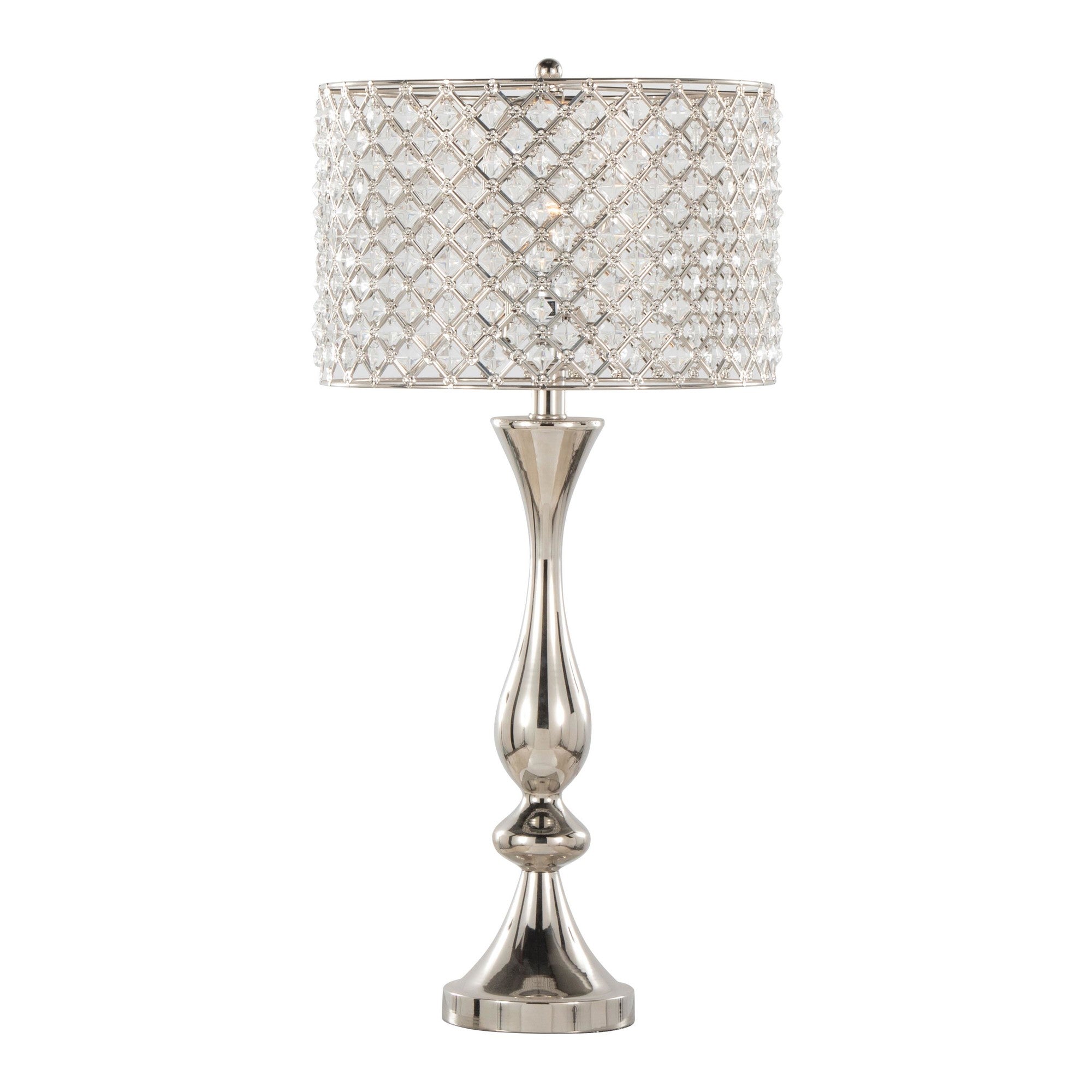 Topaz 27" Metal Table Lamp - Polished Nickel, Clear Crystal