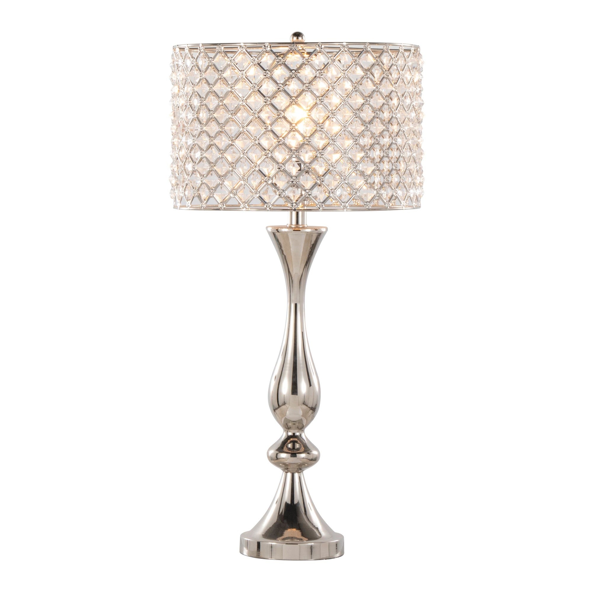 Topaz 27" Metal Table Lamp - Polished Nickel, Clear Crystal