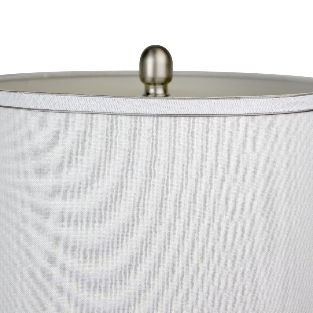 Cairo 28" Metal Table Lamp - Set of 2 - Brushed Nickel, White Linen, Silver Trim