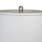 Cairo 28" Metal Table Lamp - Set of 2 - Brushed Nickel, White Linen, Silver Trim