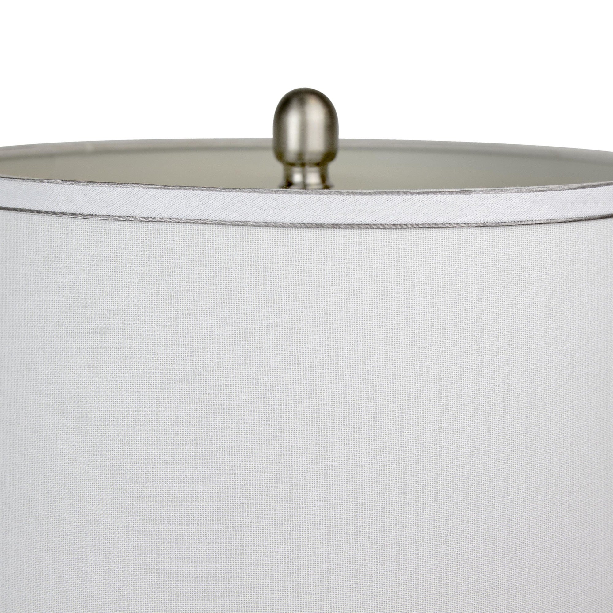 Cairo 28" Metal Table Lamp - Set of 2 - Brushed Nickel, White Linen, Silver Trim