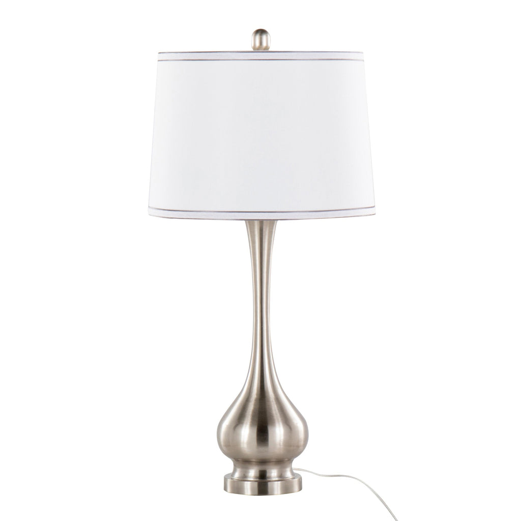 Cairo 28" Metal Table Lamp - Set of 2 - Brushed Nickel, White Linen, Silver Trim
