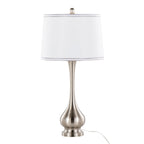 Cairo 28" Metal Table Lamp - Set of 2 - Brushed Nickel, White Linen, Silver Trim
