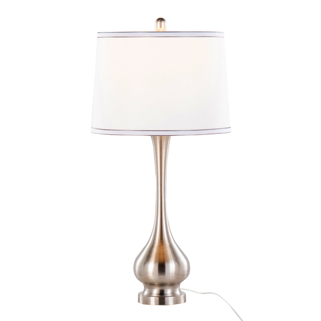 Cairo 28" Metal Table Lamp - Set of 2 - Brushed Nickel, White Linen, Silver Trim