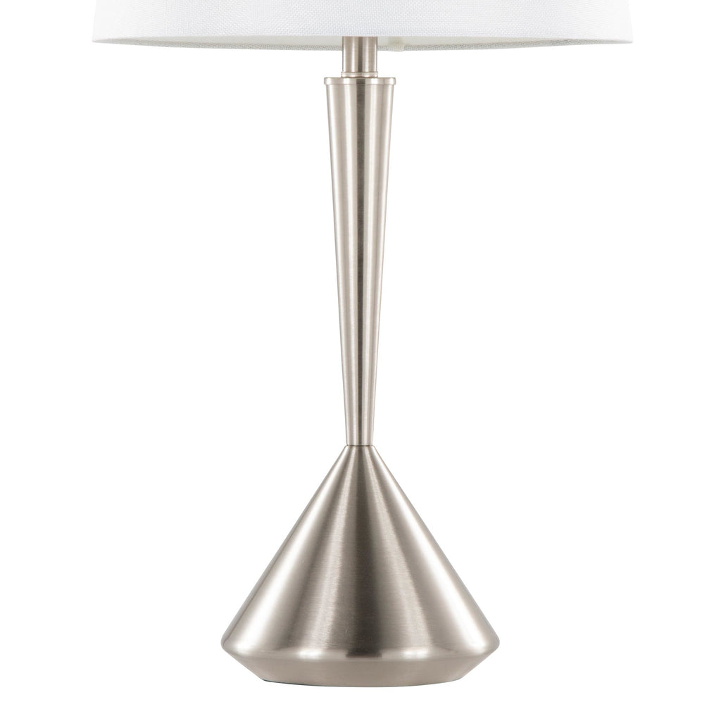 Diva 29" Metal Table Lamp - Set of 2 - Brushed Nickel, White Linen
