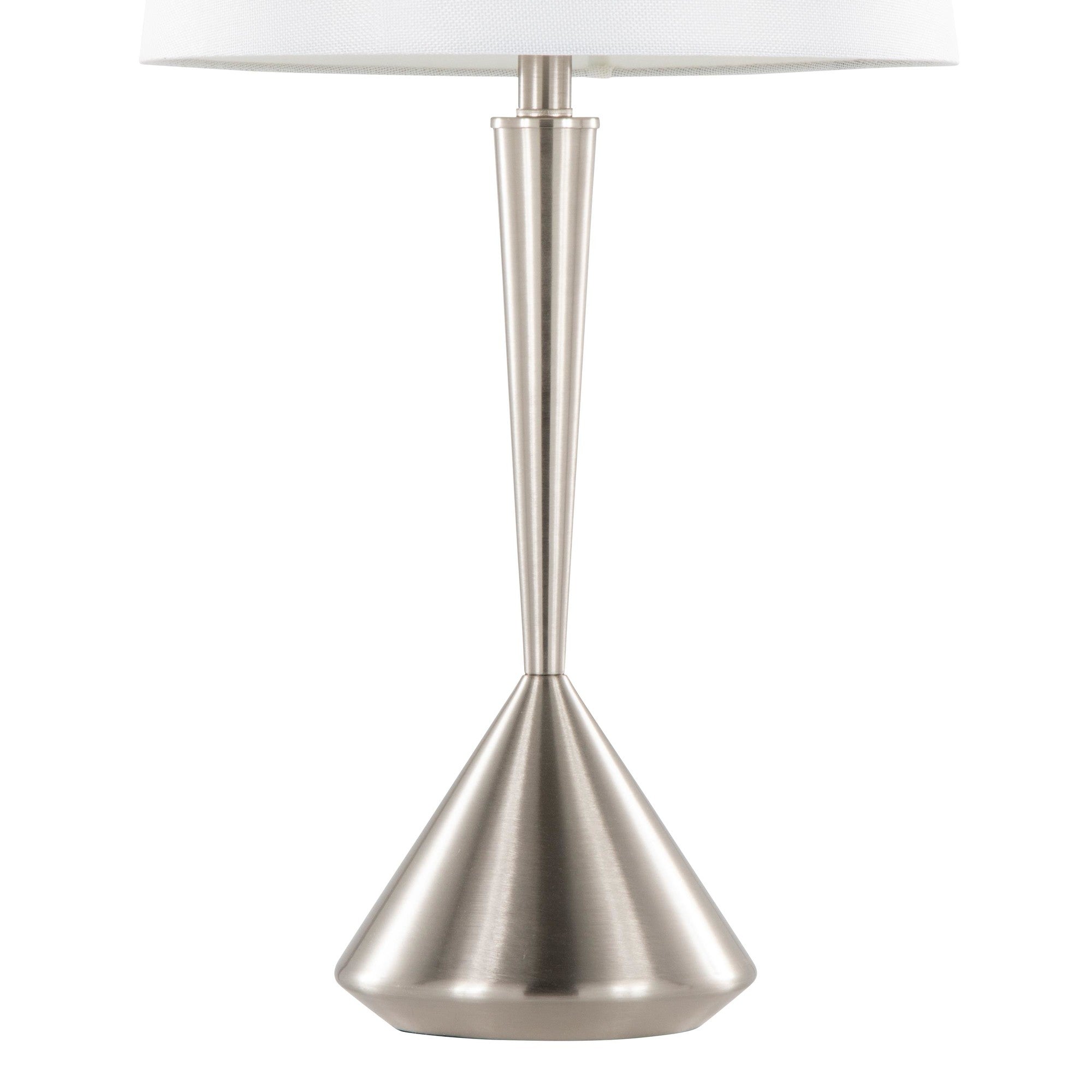 Diva 29" Metal Table Lamp - Set of 2 - Brushed Nickel, White Linen