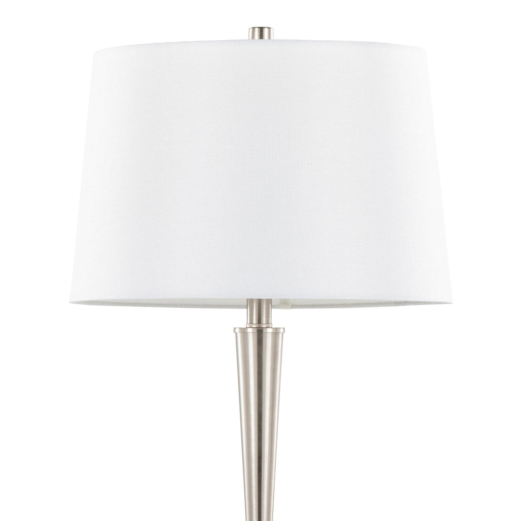 Diva 29" Metal Table Lamp - Set of 2 - Brushed Nickel, White Linen