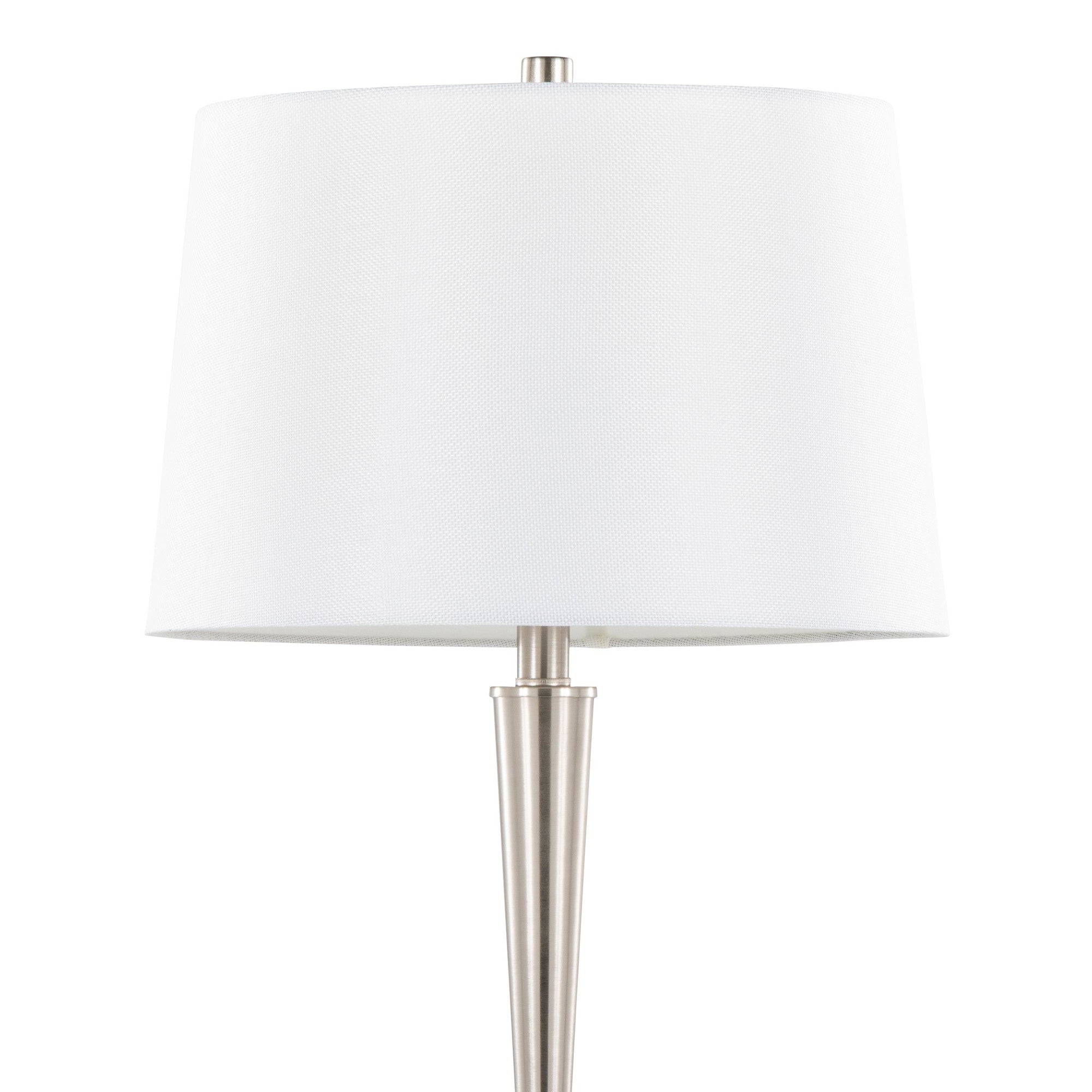 Diva 29" Metal Table Lamp - Set of 2 - Brushed Nickel, White Linen