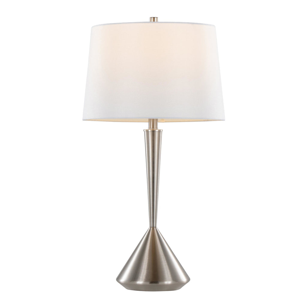 Diva 29" Metal Table Lamp - Set of 2 - Brushed Nickel, White Linen