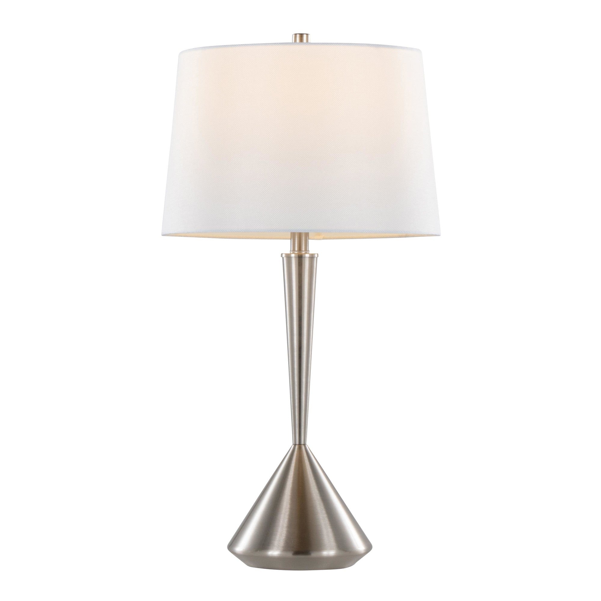 Diva 29" Metal Table Lamp - Set of 2 - Brushed Nickel, White Linen