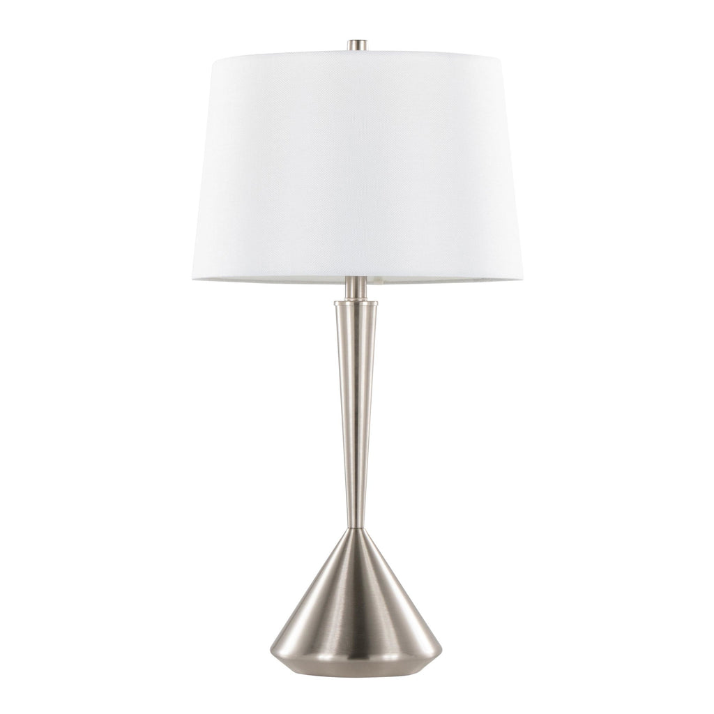 Diva 29" Metal Table Lamp - Set of 2 - Brushed Nickel, White Linen