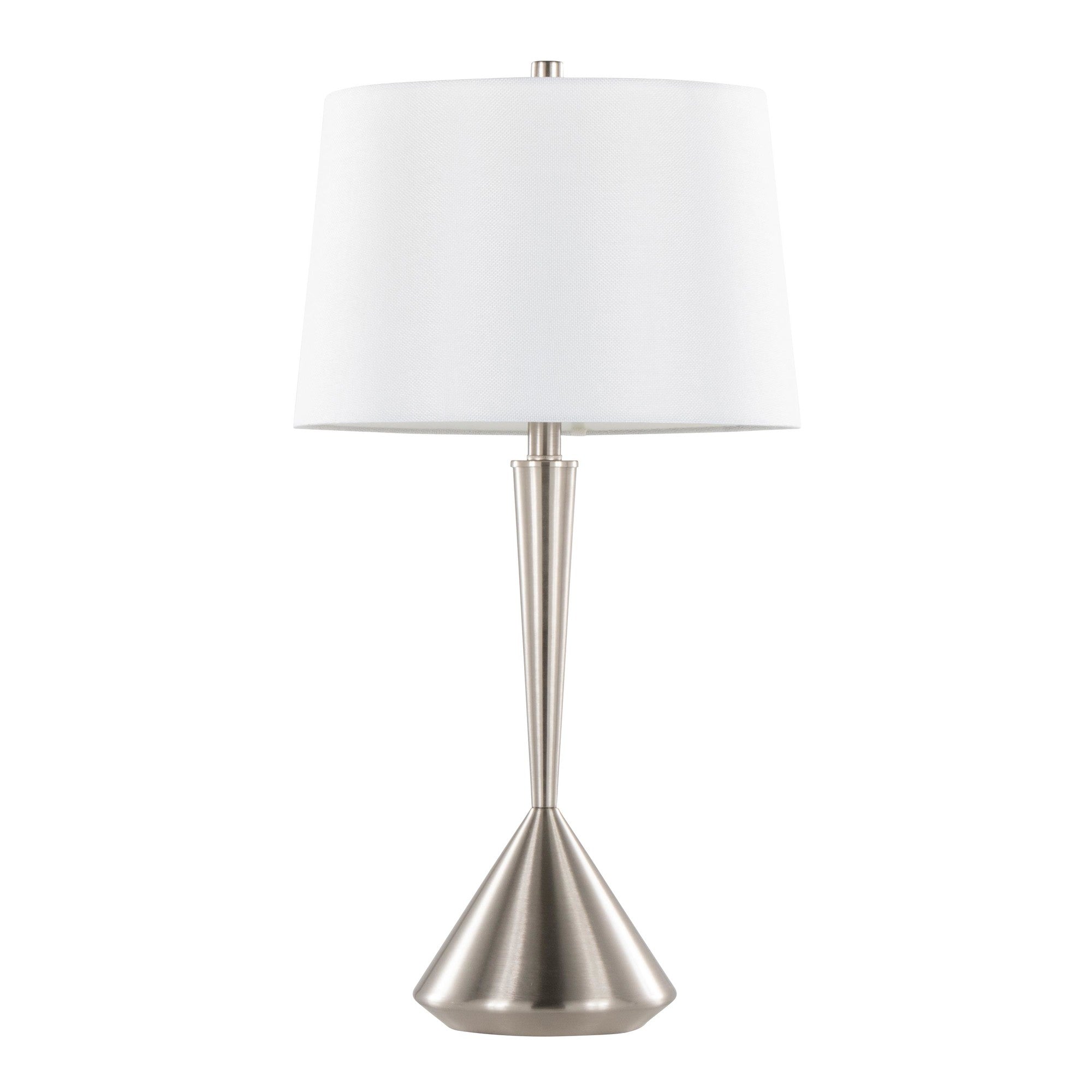 Diva 29" Metal Table Lamp - Set of 2 - Brushed Nickel, White Linen