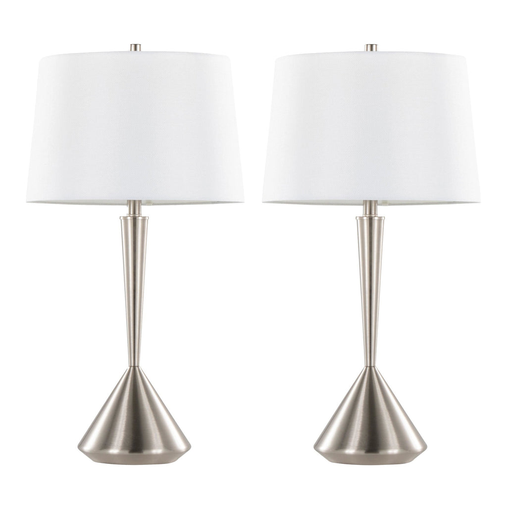 Diva 29" Metal Table Lamp - Set of 2 - Brushed Nickel, White Linen