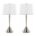 Diva 29" Metal Table Lamp - Set of 2 - Brushed Nickel, White Linen