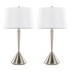 Diva 29" Metal Table Lamp - Set of 2 - Brushed Nickel, White Linen