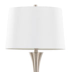 Lenuxe 29" Metal Table Lamp - Set of 2 - Brushed Nickel, White Textured Linen