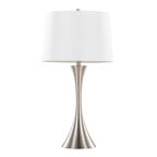 Lenuxe 29" Metal Table Lamp - Set of 2 - Brushed Nickel, White Textured Linen