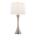 Lenuxe 29" Metal Table Lamp - Set of 2 - Brushed Nickel, White Textured Linen