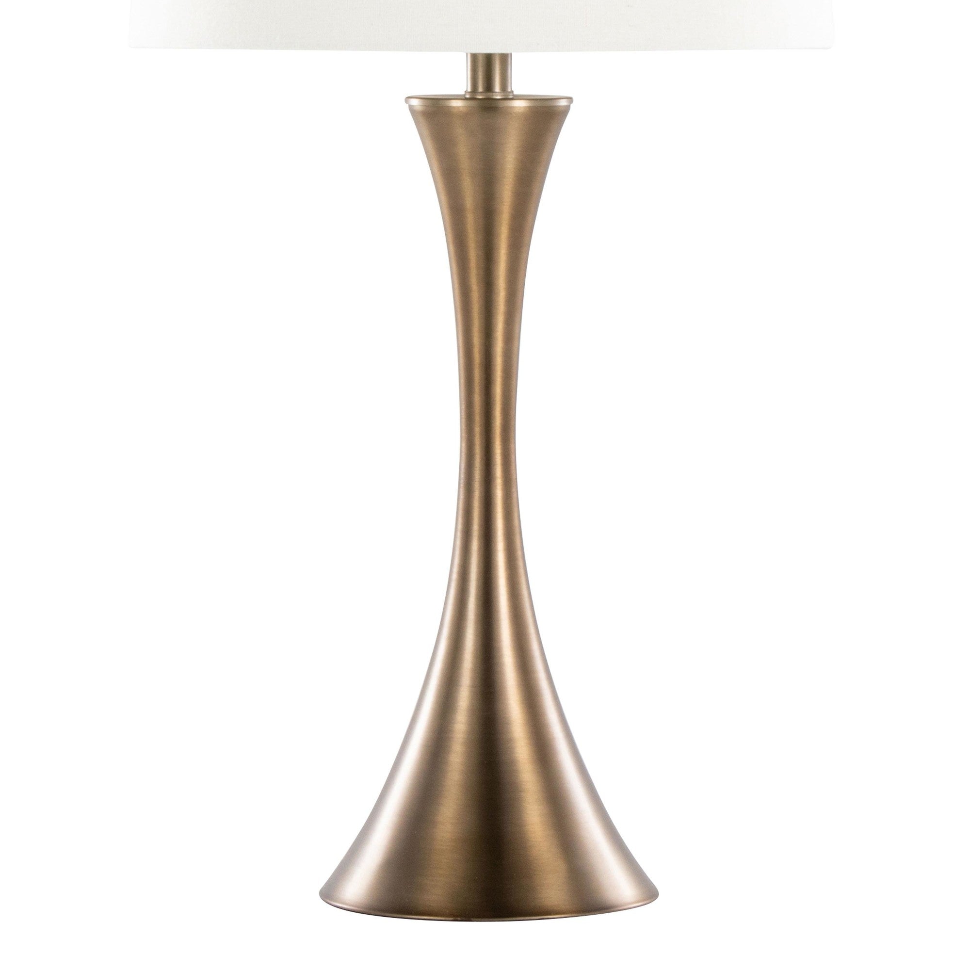 Lenuxe 29" Metal Table Lamp - Set of 2 - Matte Golden Bronze, Off-white Linen