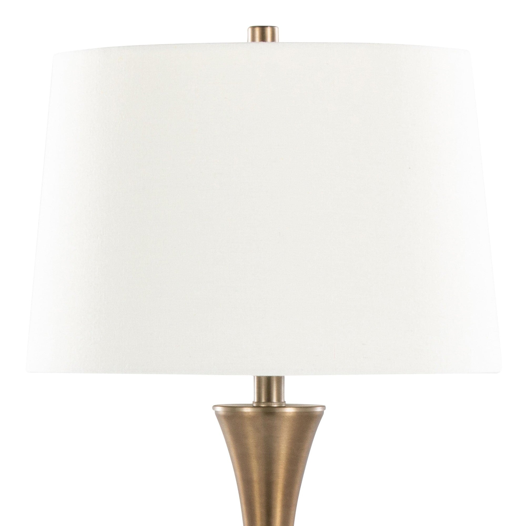 Lenuxe 29" Metal Table Lamp - Set of 2 - Matte Golden Bronze, Off-white Linen