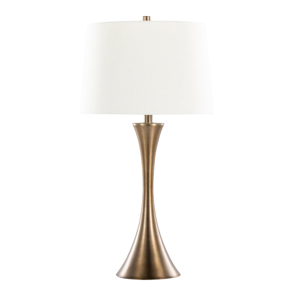 Lenuxe 29" Metal Table Lamp - Set of 2 - Matte Golden Bronze, Off-white Linen