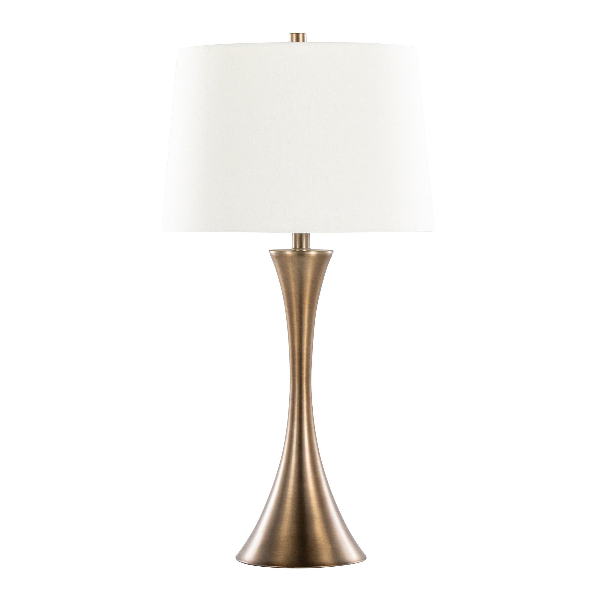 Lenuxe 29" Metal Table Lamp - Set of 2 - Matte Golden Bronze, Off-white Linen