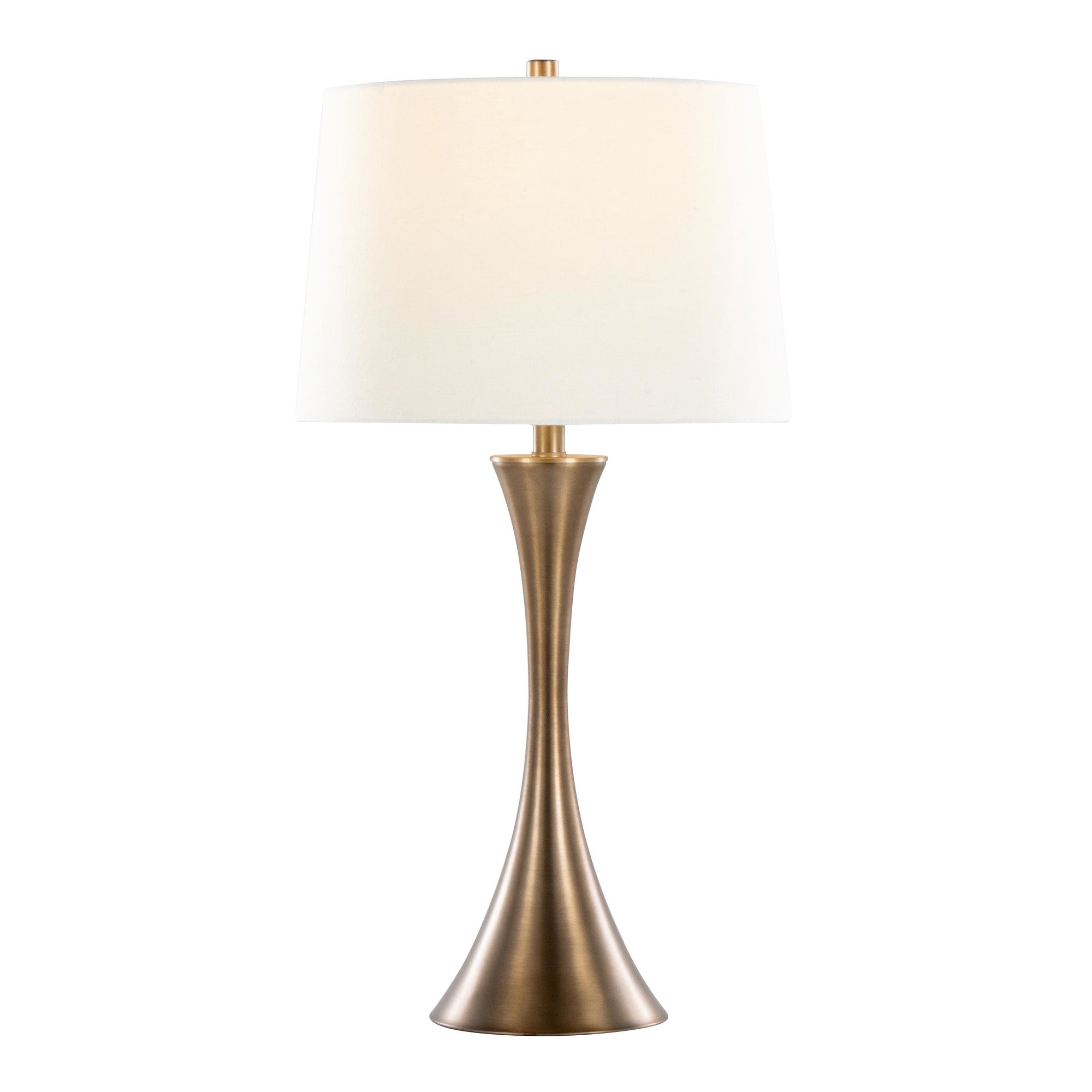 Lenuxe 29" Metal Table Lamp - Set of 2 - Matte Golden Bronze, Off-white Linen