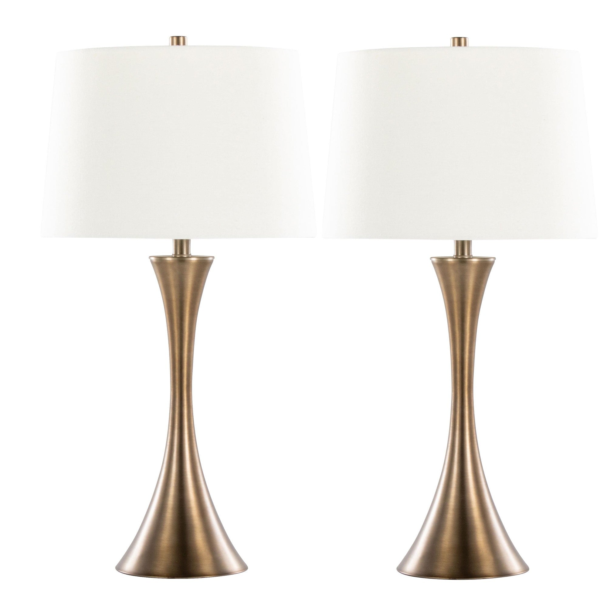 Lenuxe 29" Metal Table Lamp - Set of 2 - Matte Golden Bronze, Off-white Linen