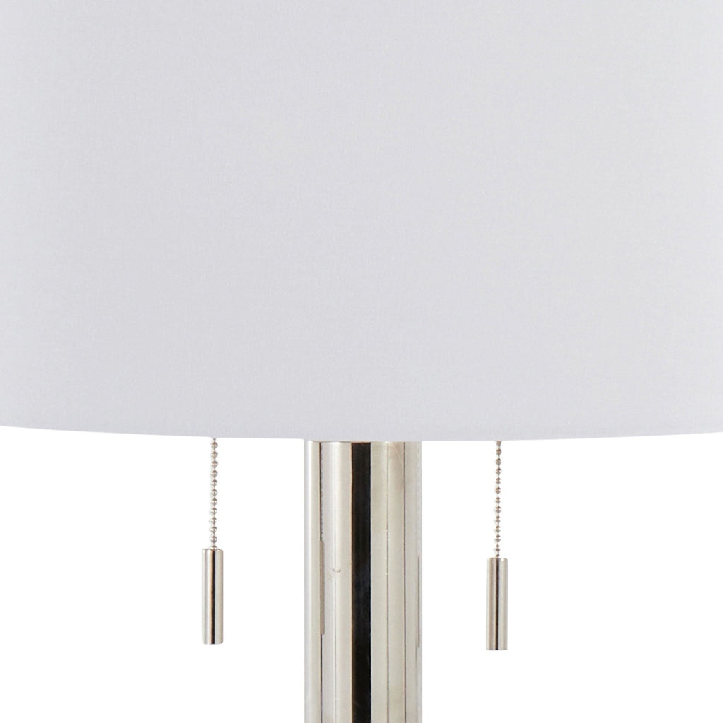 Master 29" Metal Table Lamp - Set of 2 - Polished Nickel, White Linen