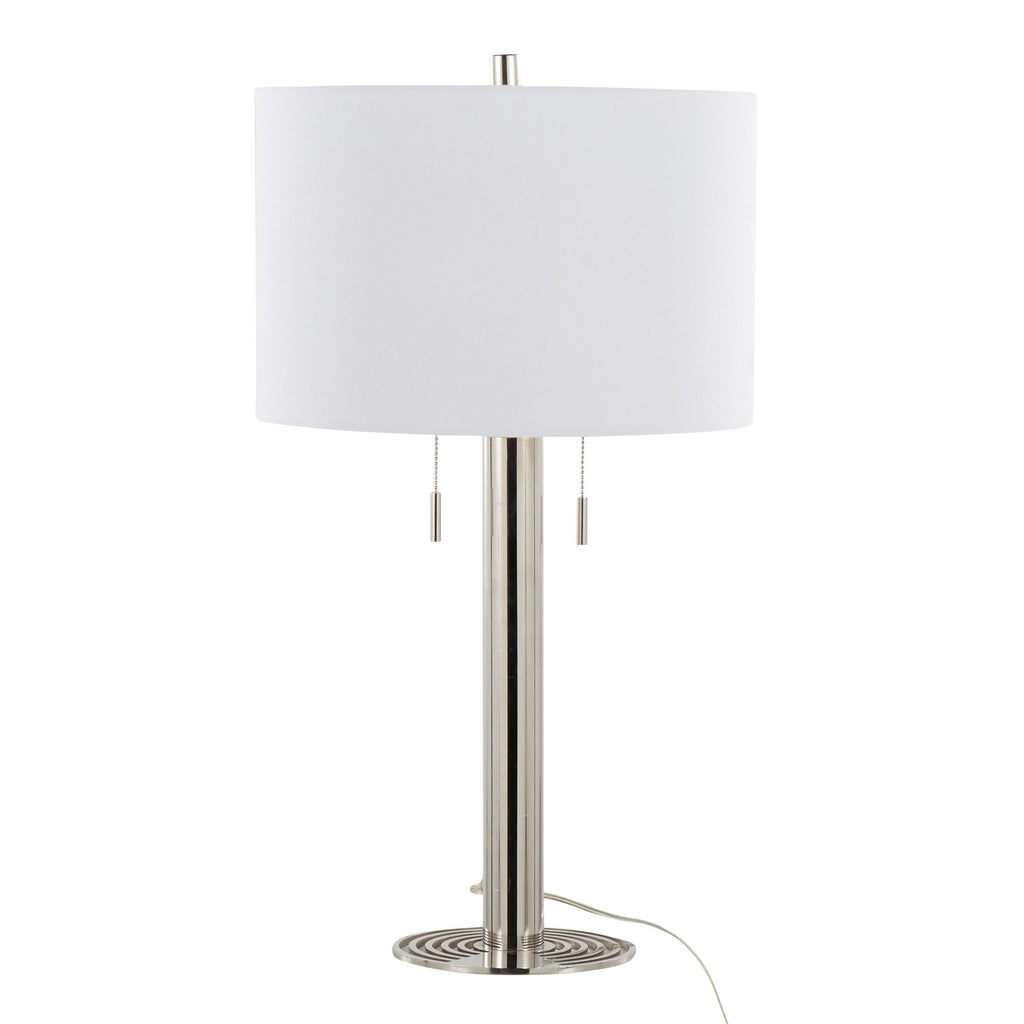 Master 29" Metal Table Lamp - Set of 2 - Polished Nickel, White Linen