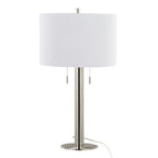 Master 29" Metal Table Lamp - Set of 2 - Polished Nickel, White Linen