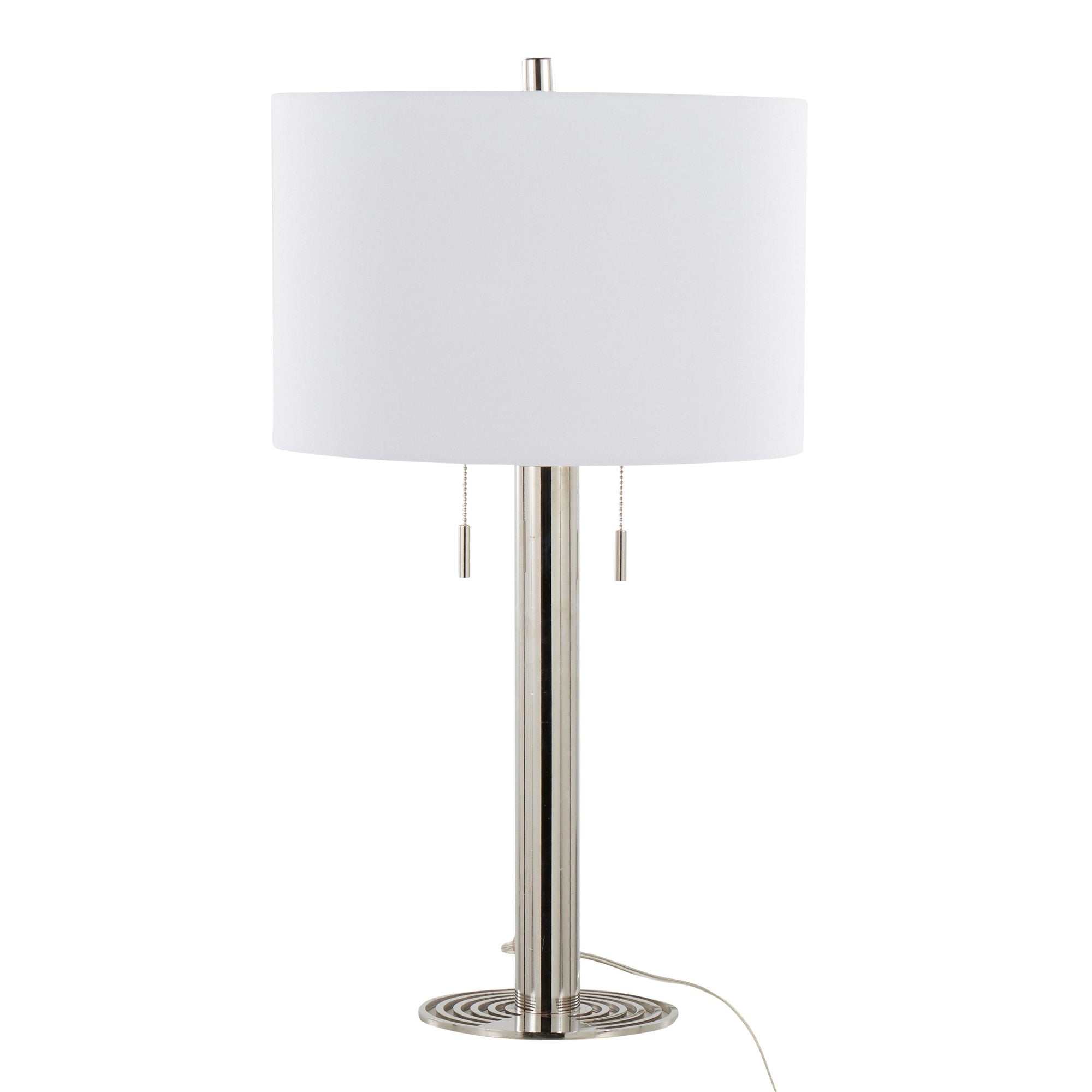 Master 29" Metal Table Lamp - Set of 2 - Polished Nickel, White Linen
