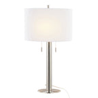 Master 29" Metal Table Lamp - Set of 2 - Polished Nickel, White Linen