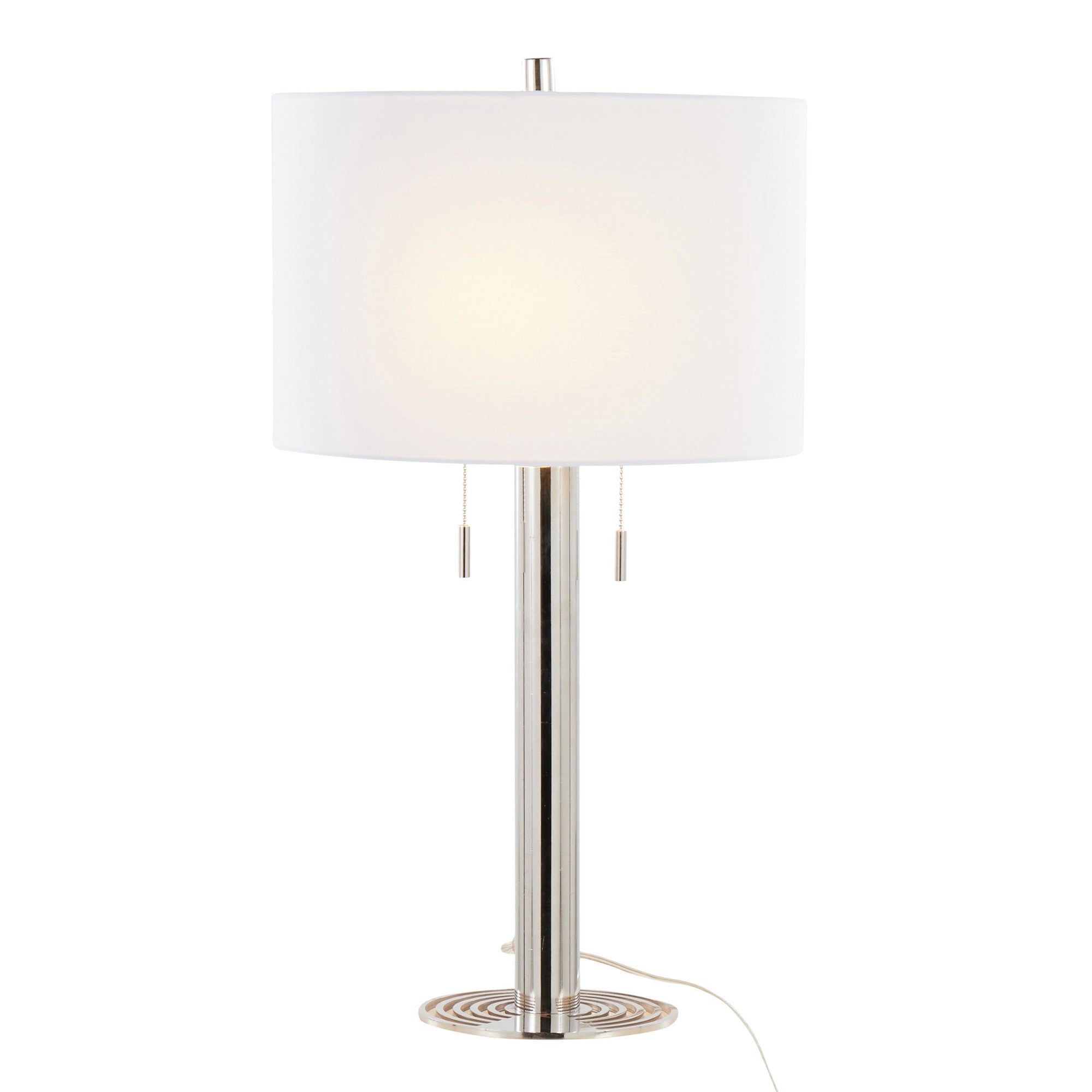 Master 29" Metal Table Lamp - Set of 2 - Polished Nickel, White Linen