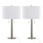 Master 29" Metal Table Lamp - Set of 2 - Polished Nickel, White Linen