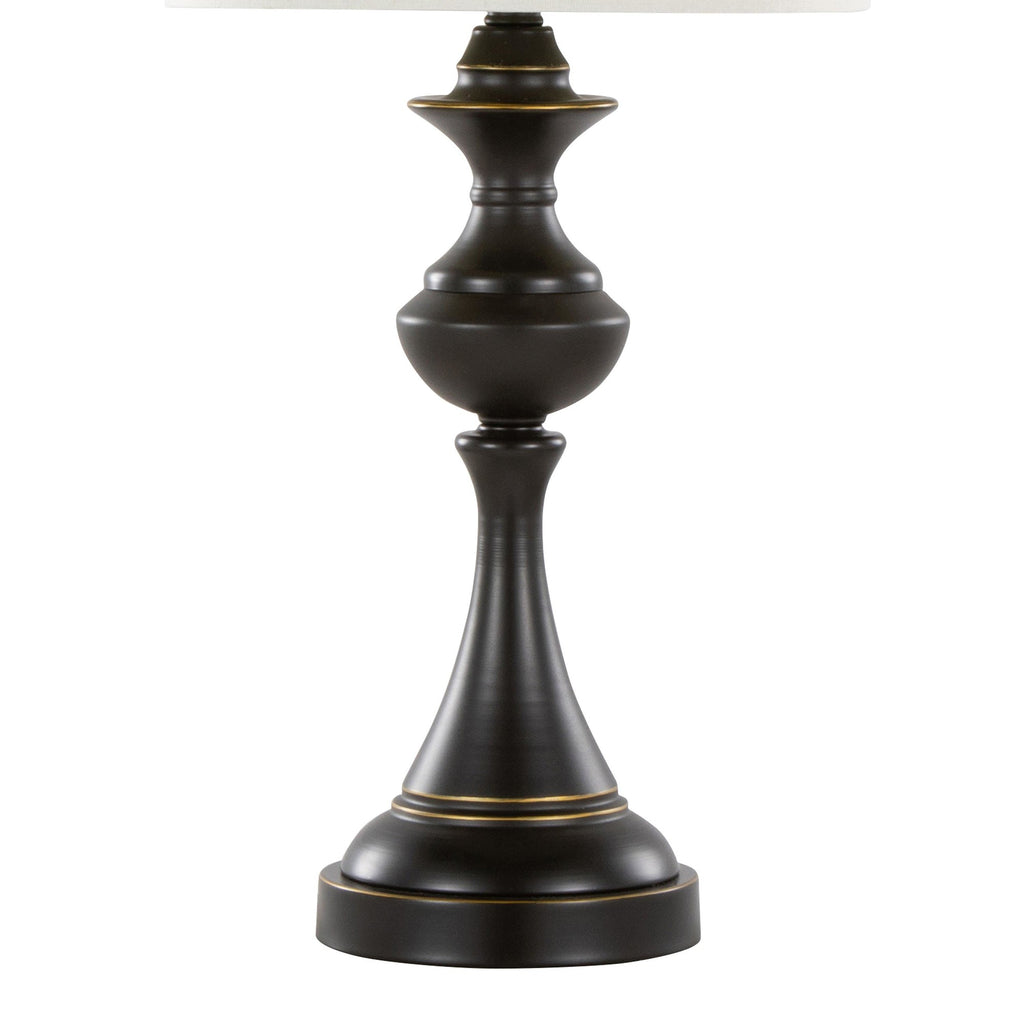 Montgomery 29" Metal Table Lamp With Usb - Set of 2 - Oil Rubbed Bronze, Off-white Linen