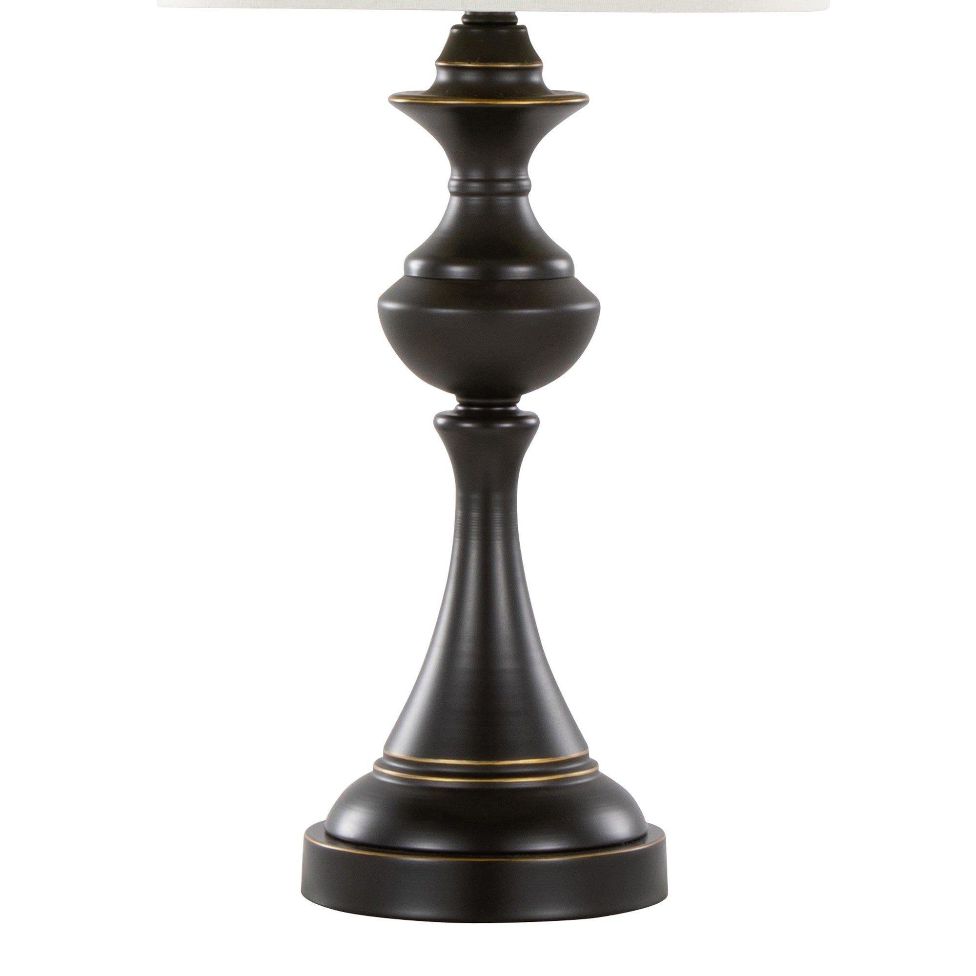 Montgomery 29" Metal Table Lamp With Usb - Set of 2 - Oil Rubbed Bronze, Off-white Linen