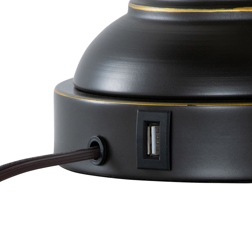 Montgomery 29" Metal Table Lamp With Usb - Set of 2 - Oil Rubbed Bronze, Off-white Linen