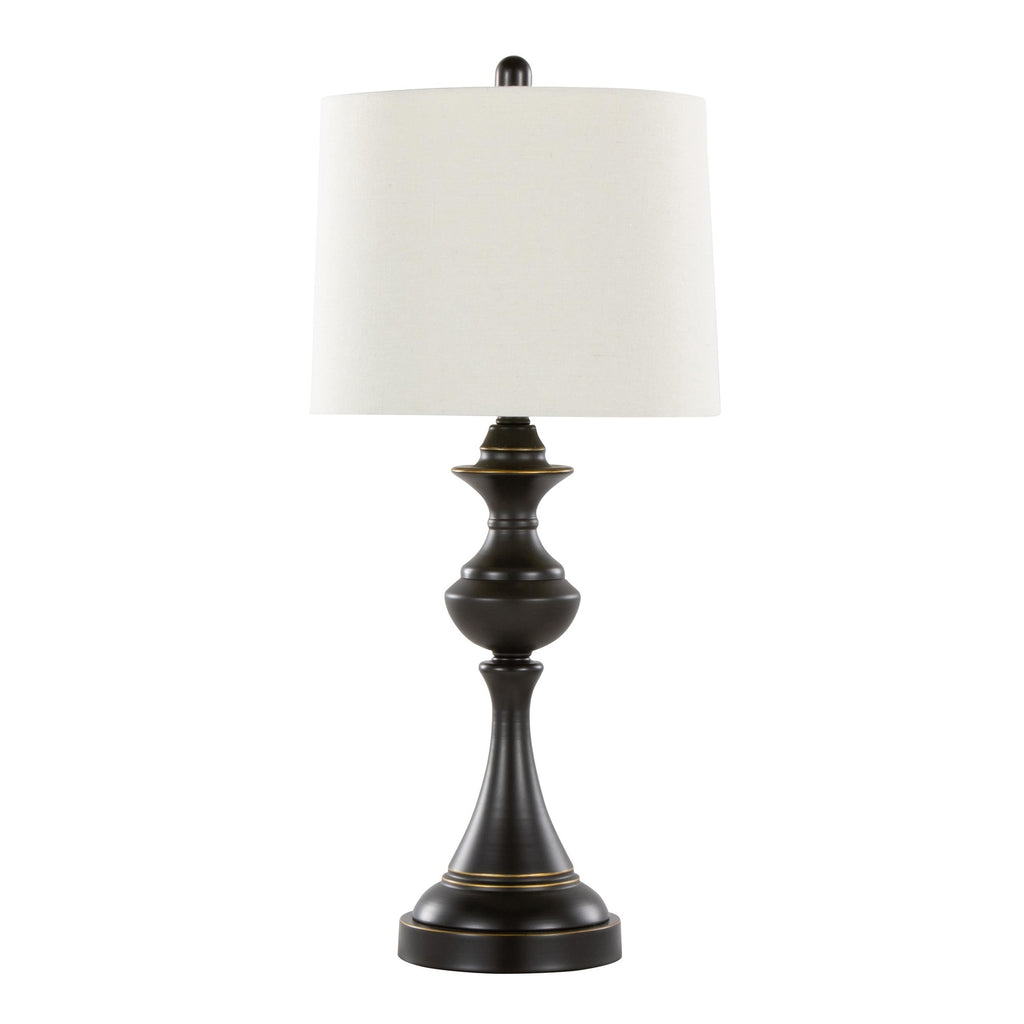 Montgomery 29" Metal Table Lamp With Usb - Set of 2 - Oil Rubbed Bronze, Off-white Linen