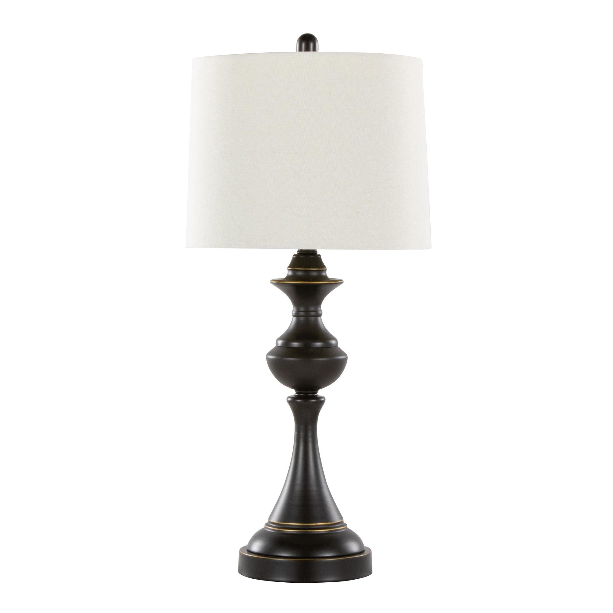 Montgomery 29" Metal Table Lamp With Usb - Set of 2 - Oil Rubbed Bronze, Off-white Linen